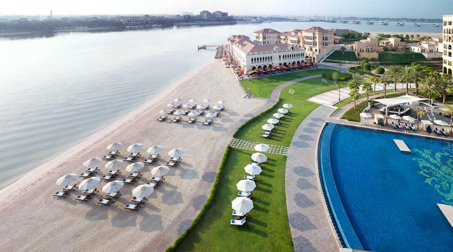 aerial view of Ritz Carlton beach and pool close-up