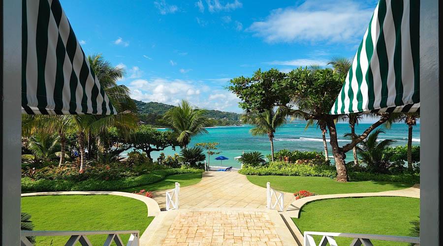 View of gardens and sea from hotel